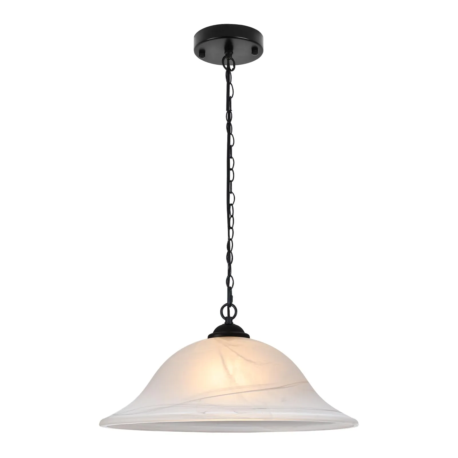 Black Oversized Frosted Glass Pendant Light 16" with Chain