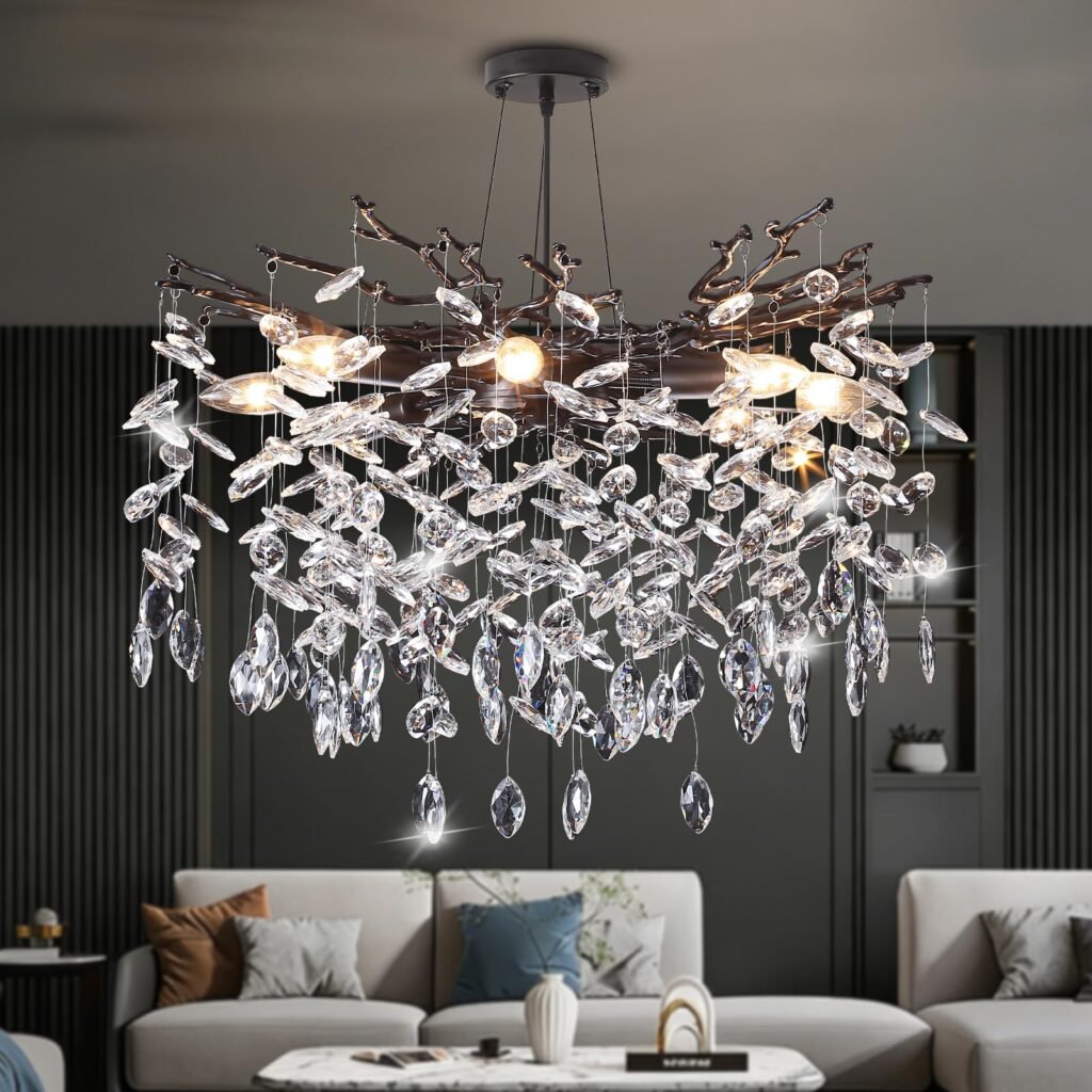 Black Tree Branch Crystal Chandelier 8-Light