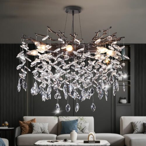 Black Tree Branch Crystal Chandelier 8-Light