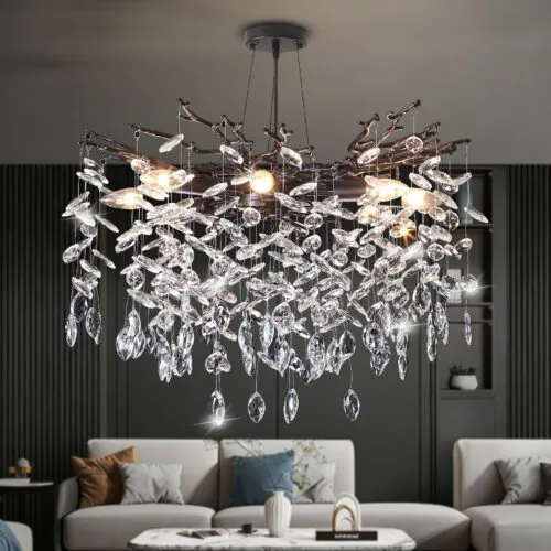 Black Tree Branch Crystal Chandelier 8-Light