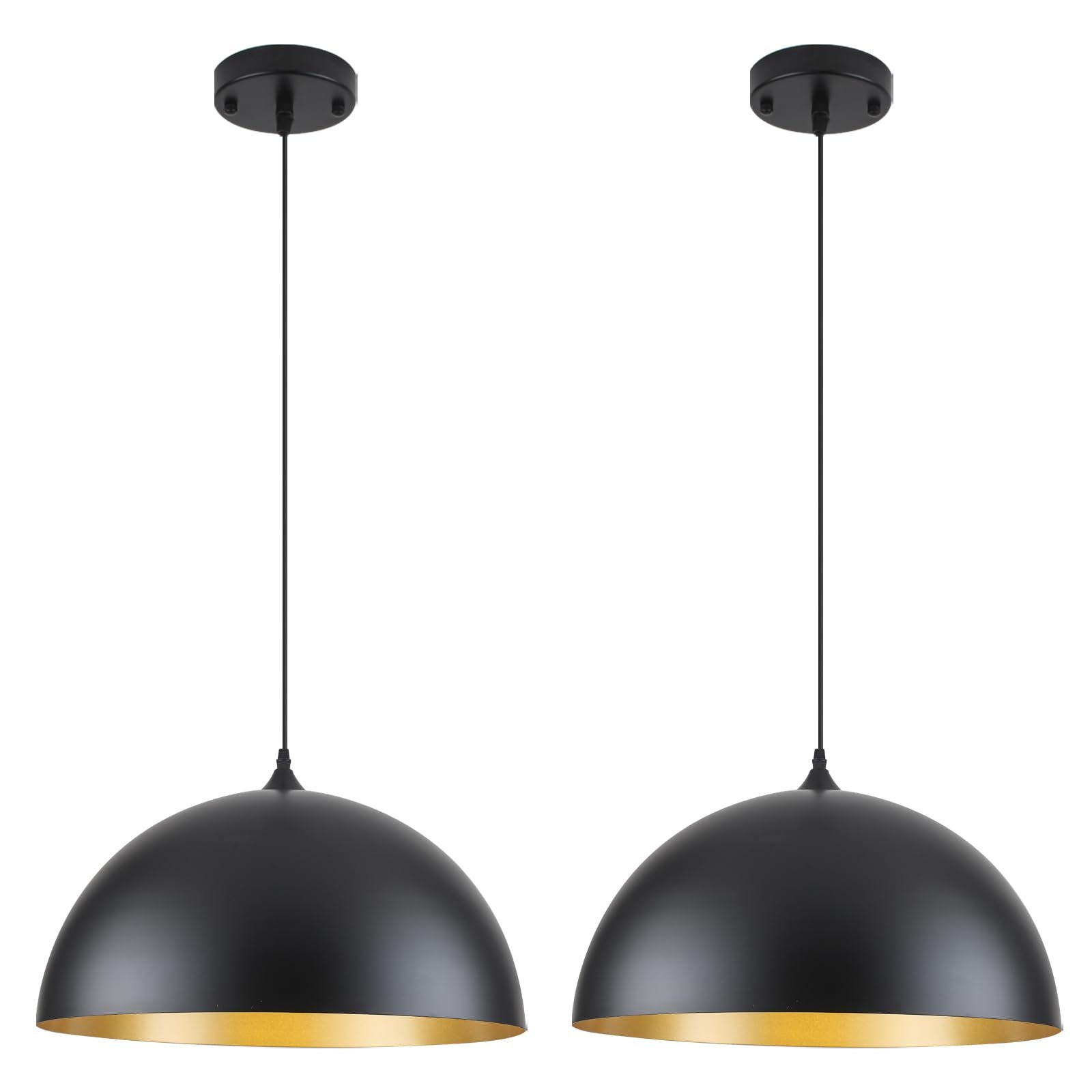 19.7" Black Large Oversized Modern Farmhouse Pendant Light 2-Pack