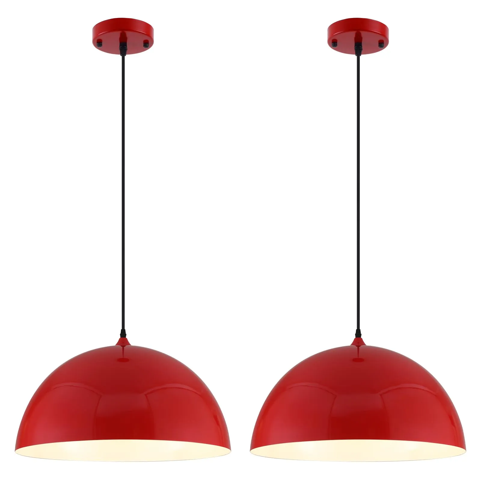 19.7" Red Oversized Farmhouse Pendant Light 2-Pack