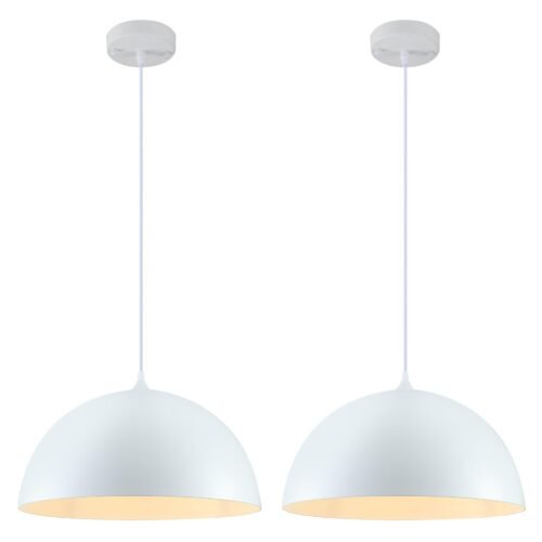 19.7" White Oversized Farmhouse Pendant Light 2-Pack