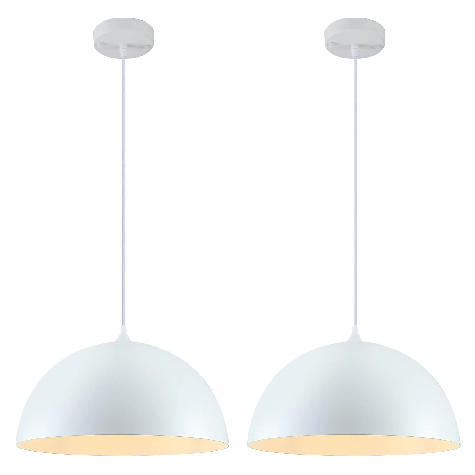 19.7" White Oversized Farmhouse Pendant Light 2-Pack