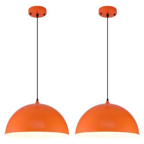19.7" Orange Oversized Farmhouse Pendant Light 2-Pack