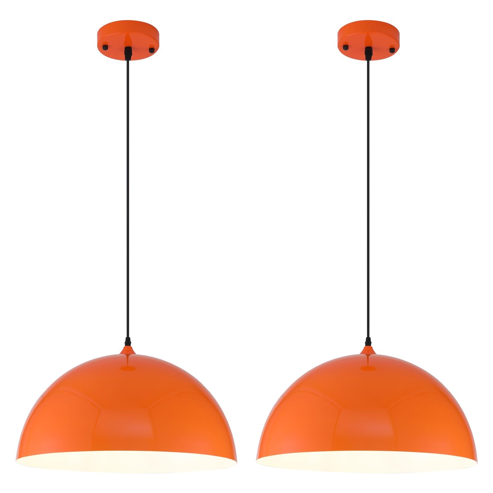 19.7" Orange Oversized Farmhouse Pendant Light 2-Pack