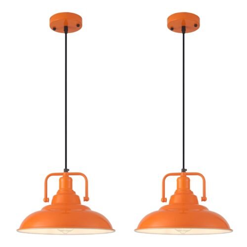 12.5" Orange Modern Farmhouse Pendant Light 2-Pack