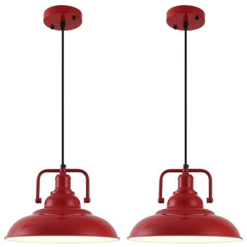 12.5" Red Modern Farmhouse Pendant Light 2-Pack