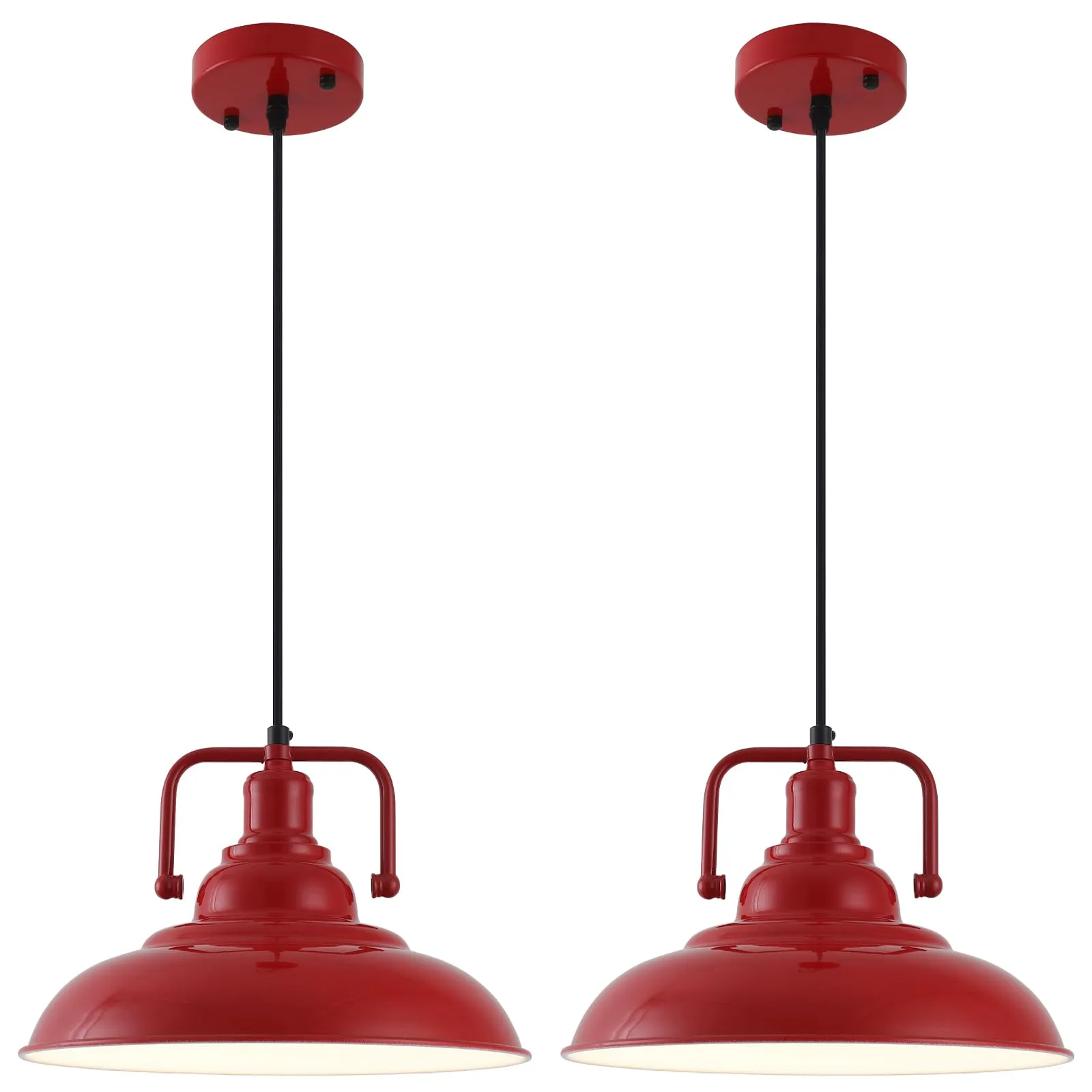12.5" Red Modern Farmhouse Pendant Light 2-Pack