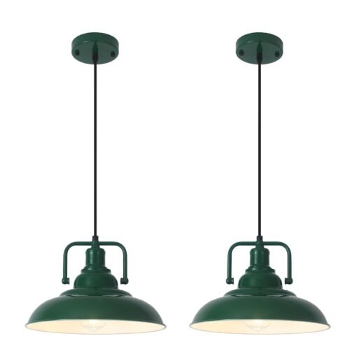 12.5" Green Modern Farmhouse Pendant Light 2-Pack