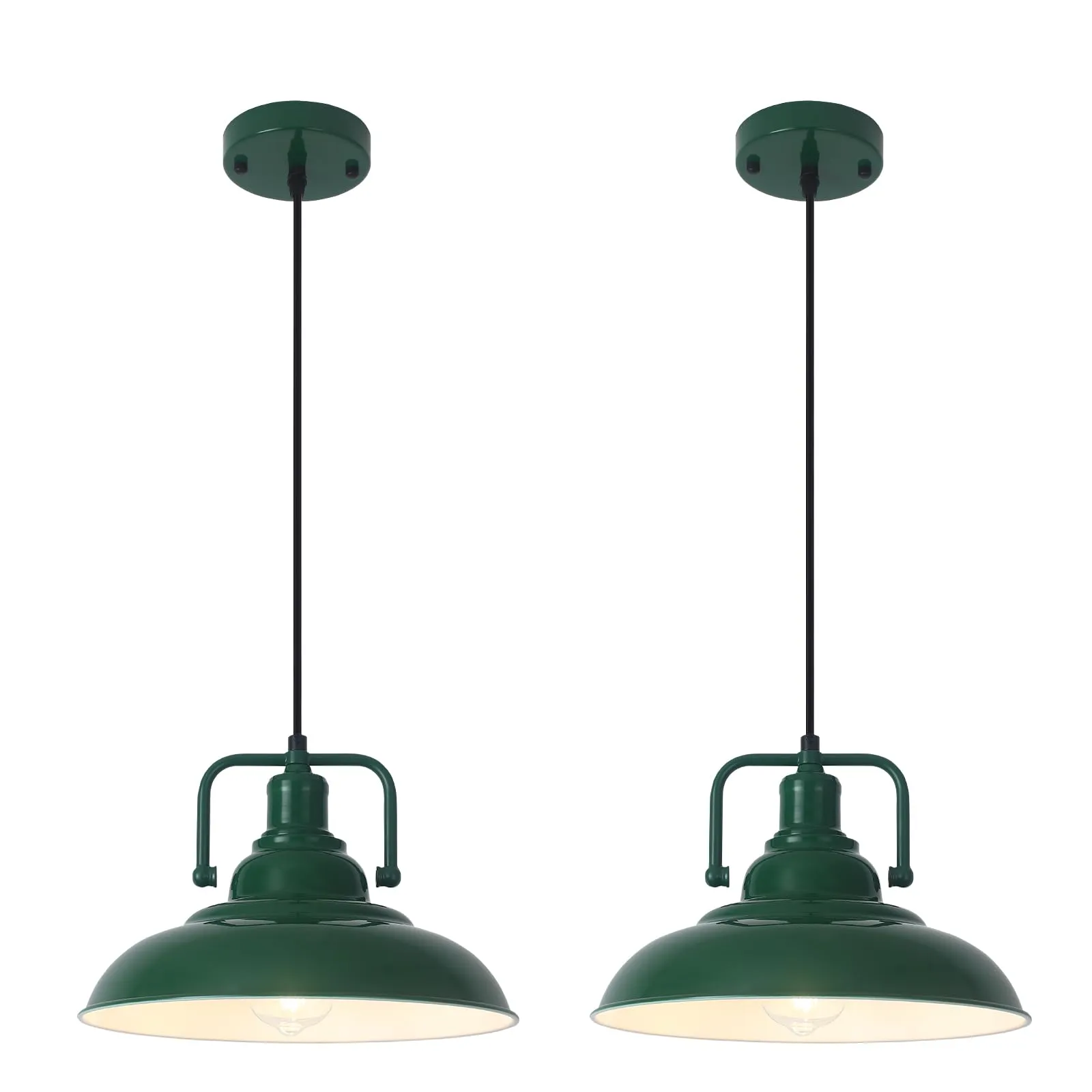 12.5" Green Modern Farmhouse Pendant Light 2-Pack