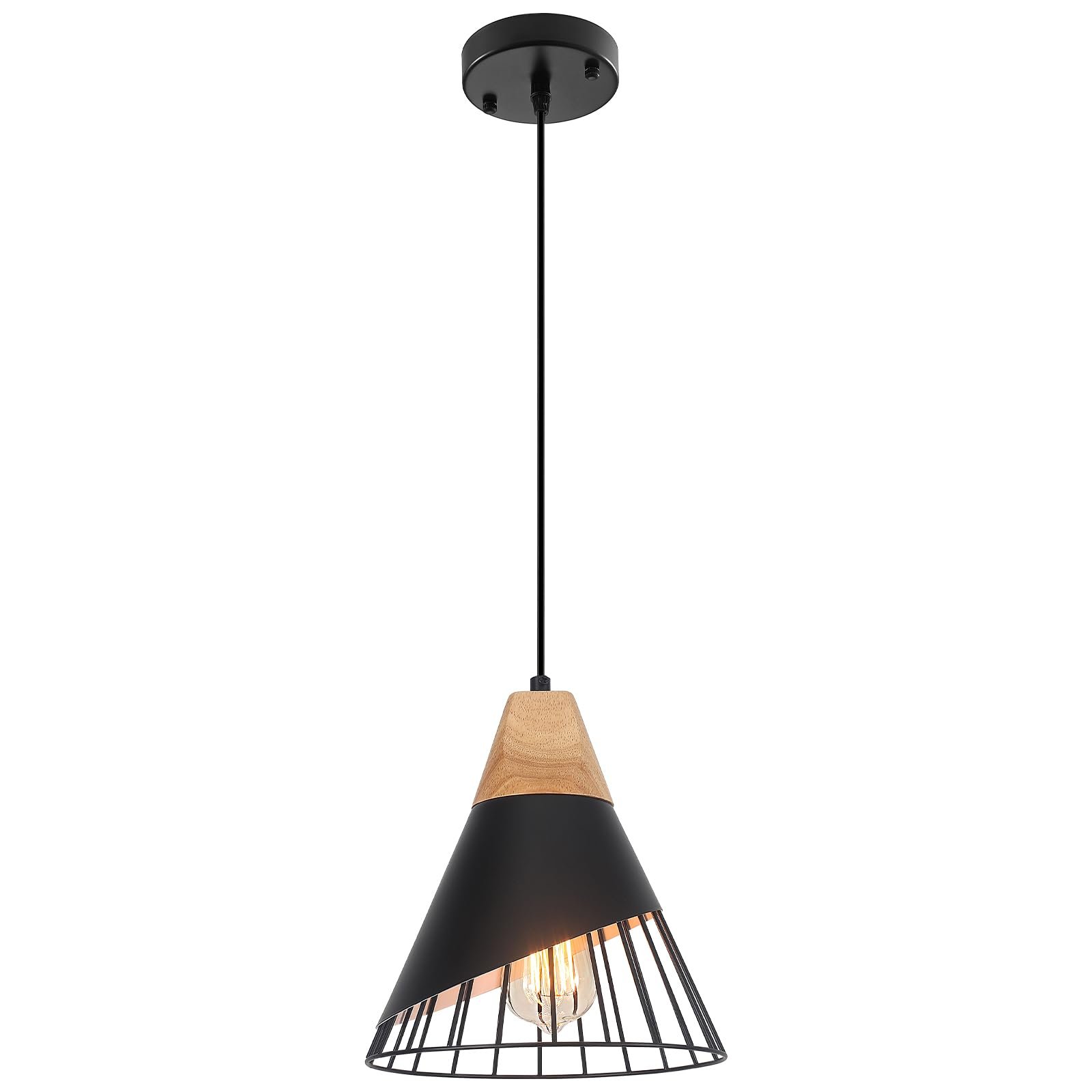 9.4" Black Modern Farmhouse Pendant Light