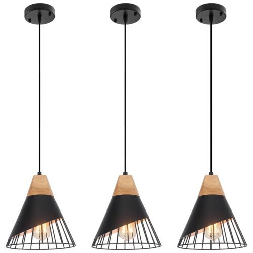 9.4" Black Farmhouse Pendant Light 3-Pack