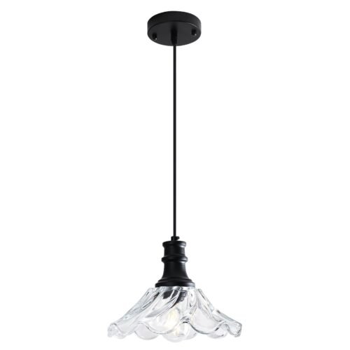 Black Modern Farmhouse Pendant Light with Clear Glass