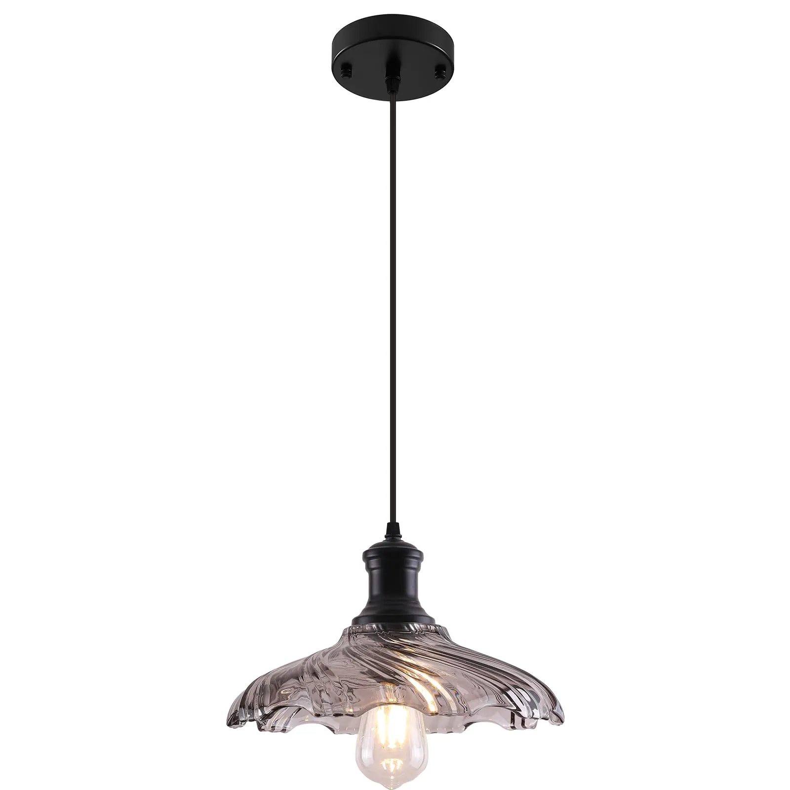 12" Black and Gray Farmhouse Pendant Light