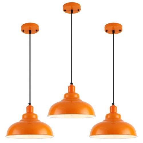 11.4" Orange Dome Farmhouse Industrial Pendant Light 3-Pack