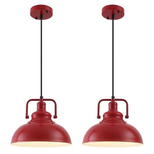 11.4?? ??Red Vintage Farmhouse Pendant Light 2-Pack