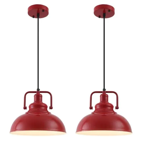 11.4?? ??Red Vintage Farmhouse Pendant Light 2-Pack