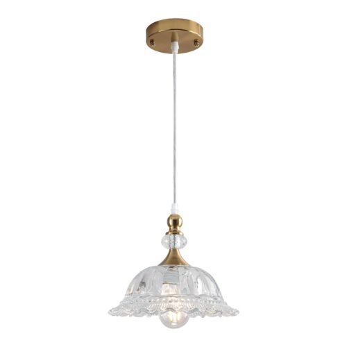 Champagne Bronze Glass Pendant Light with Flower Shade