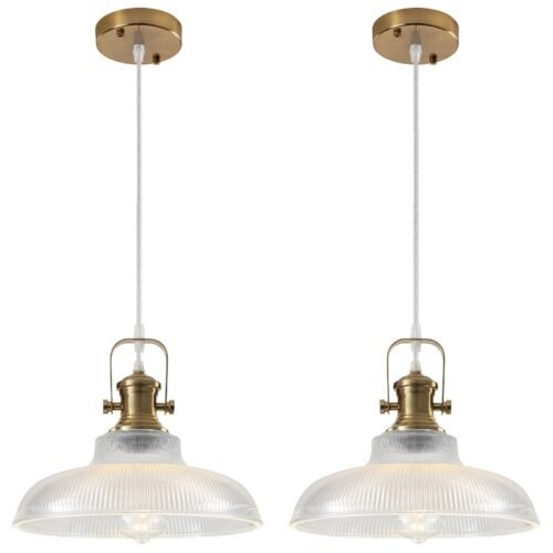 12" Gold Modern Farmhouse Pendant Light 2-Pack