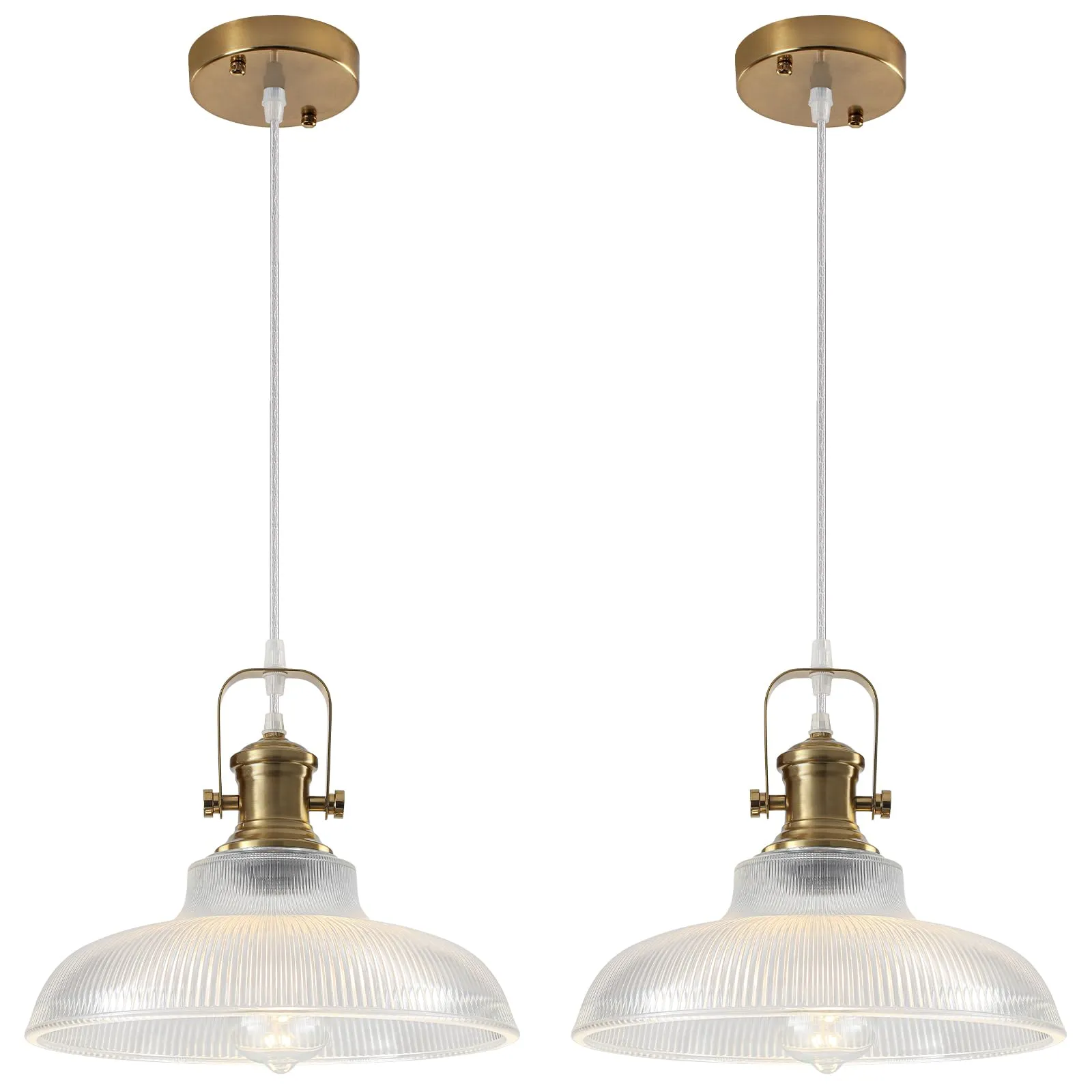 12" Gold Modern Farmhouse Pendant Light 2-Pack
