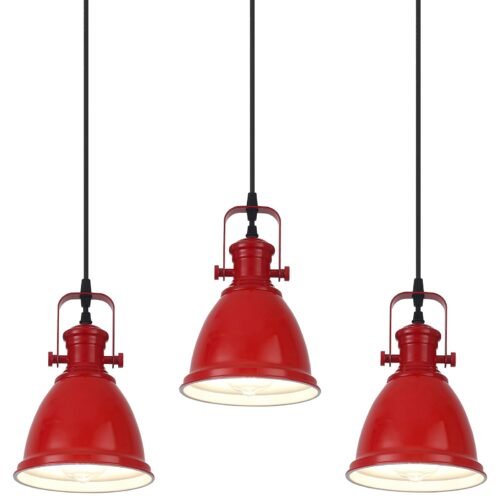 6.5" Red Vintage Farmhouse Pendant Light 3-Pack