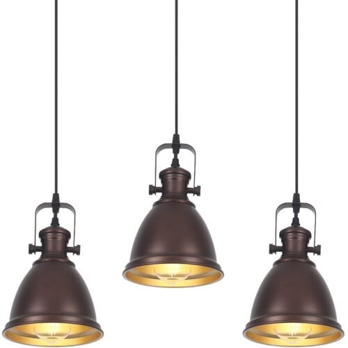 6.5" Brown Vintage Farmhouse Pendant Light 3-Pack