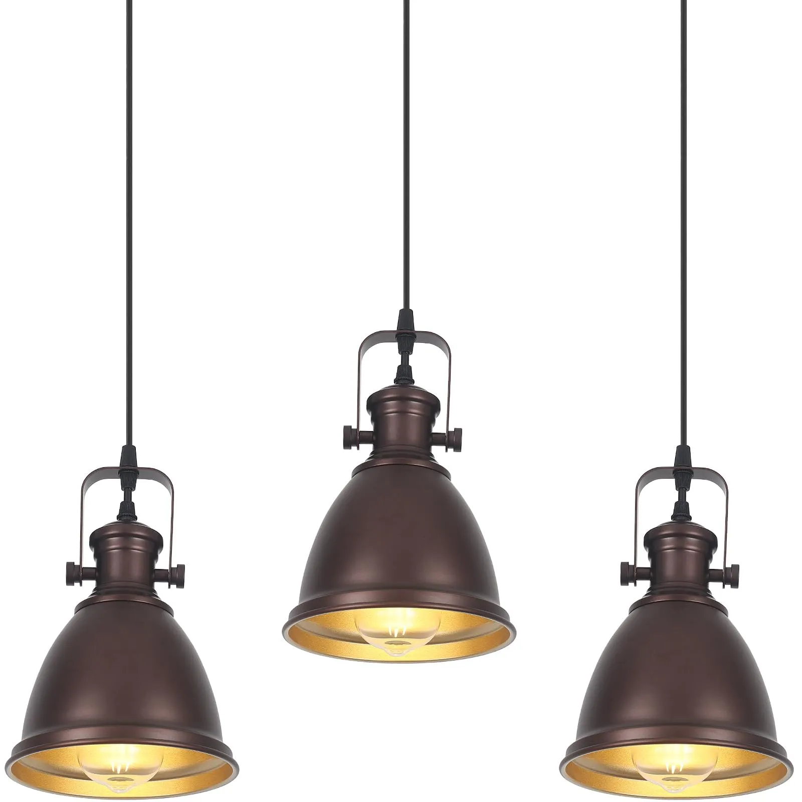 6.5" Brown Vintage Farmhouse Pendant Light 3-Pack