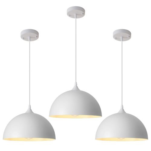 11.8" White Industrial Farmhouse Pendant Light 3-Pack