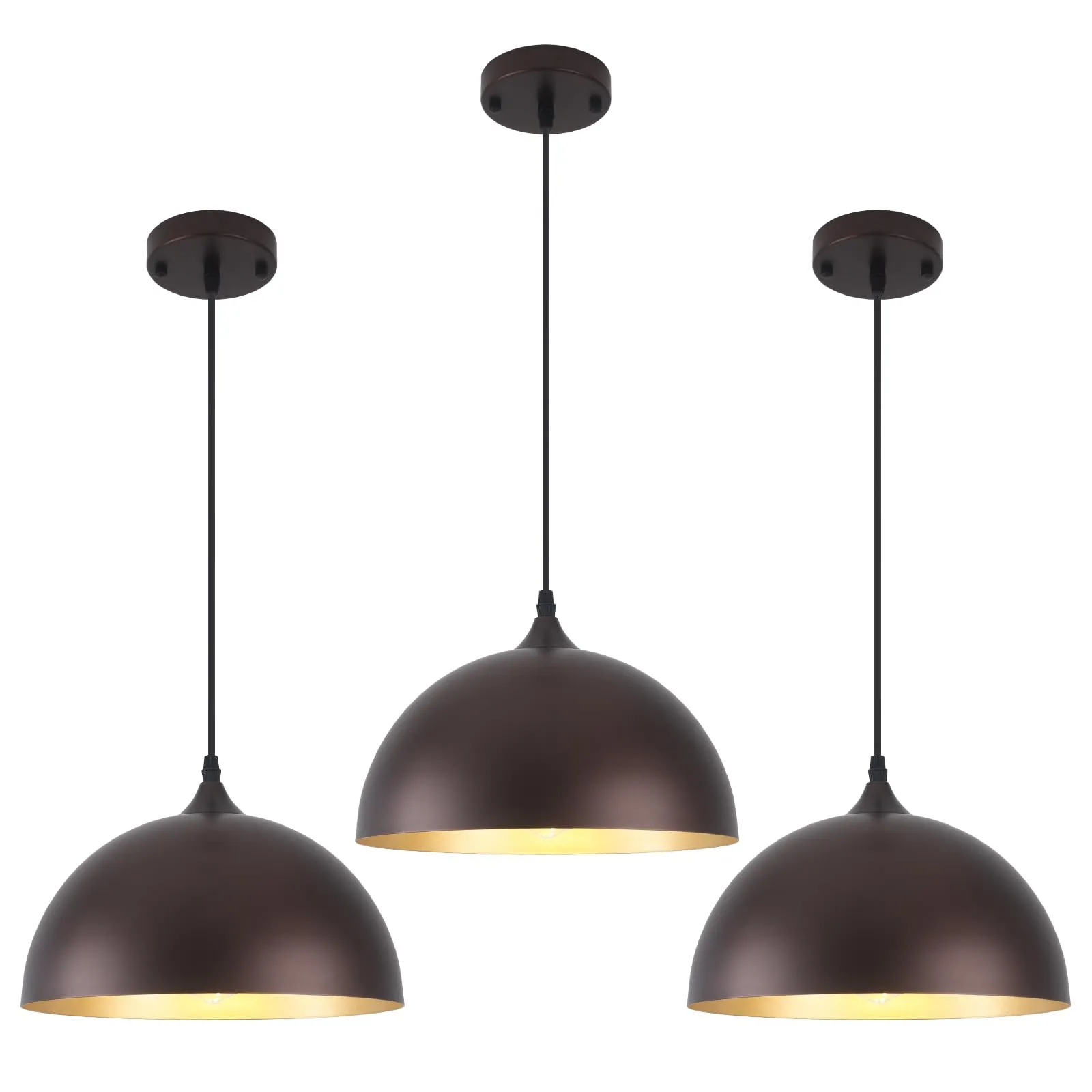 12" Oil-Rubbed Bronze Modern Farmhouse Pendant Light 3-Pack