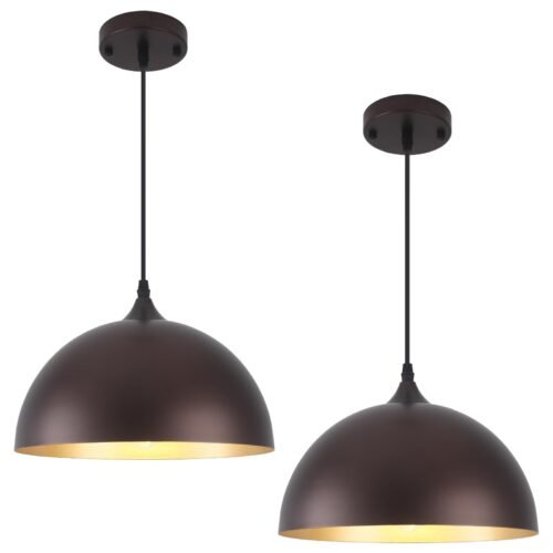 11.8" Oil-Rubbed Bronze Farmhouse Pendant Light 2-Pack