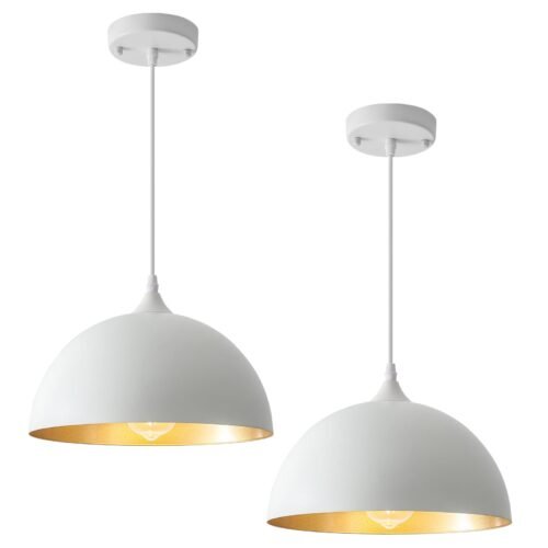 11.8" White Modern Farmhouse Pendant Light 2-Pack