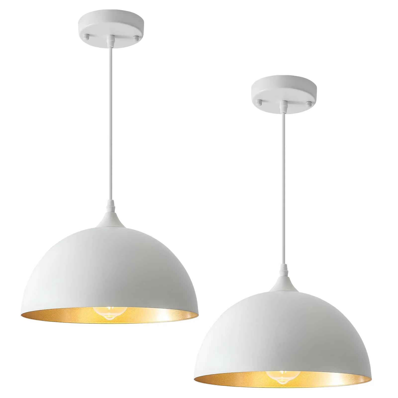 11.8" White Modern Farmhouse Pendant Light 2-Pack