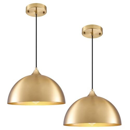 11.8" Gold Modern Farmhouse Pendant Light 2-Pack