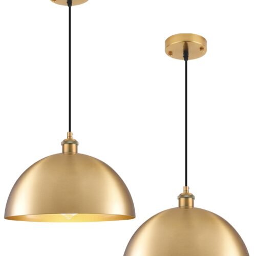 11.8" Gold Vintage Farmhouse Pendant Light 2-Pack