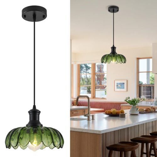 Green Vintage Pendant Light Fixture for Dining Room