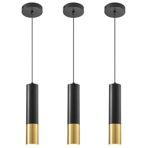 Black and Gold Modern Pendant Light 4000K 3-Pack
