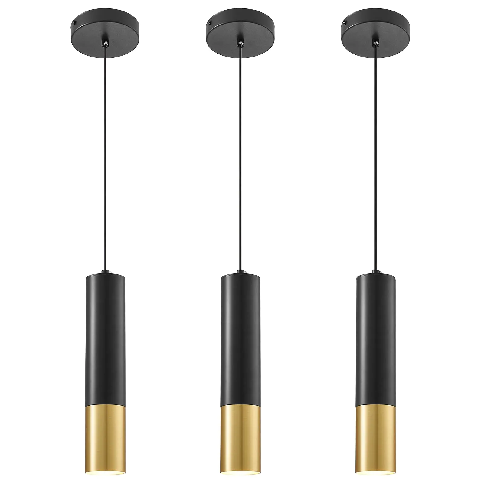 Black and Gold Modern Pendant Light 4000K 3-Pack