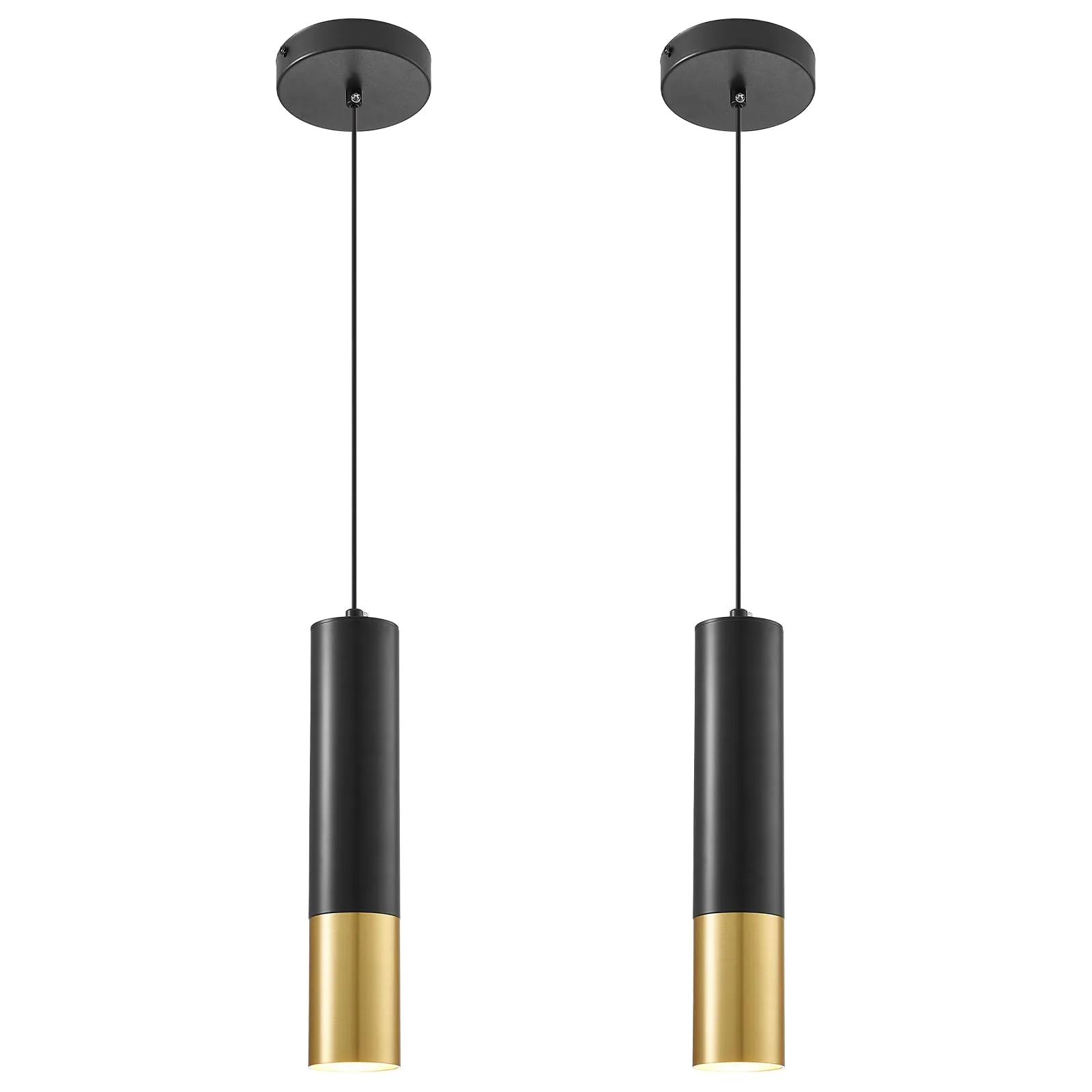 Black and Gold Modern Pendant Light 4000K 2-Pack