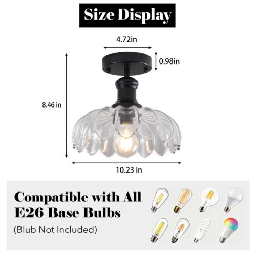 Vintage Farmhouse Flower Semi Flush Mount Ceiling Light