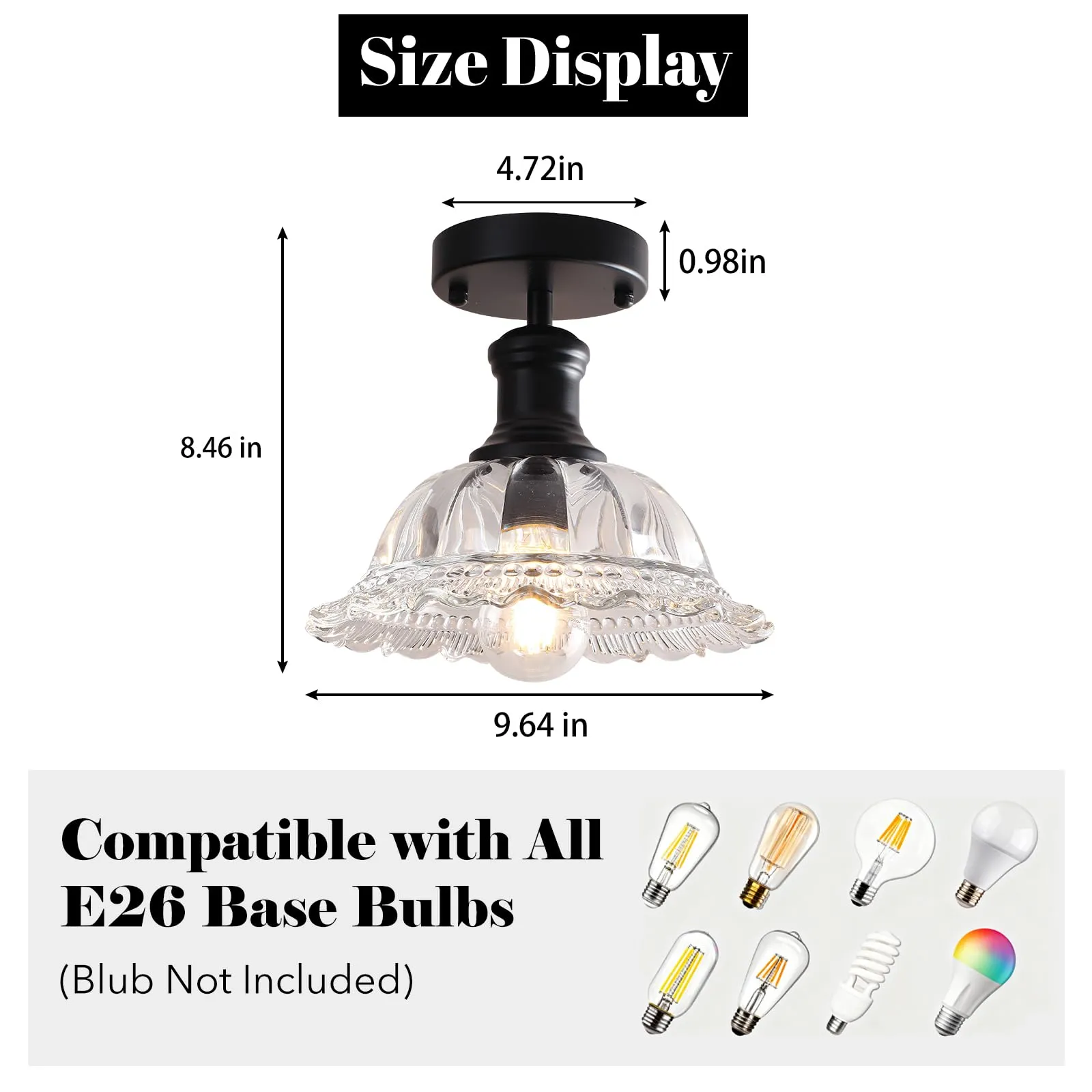Vintage Glass Semi Flush Mount Ceiling Light - Image 2