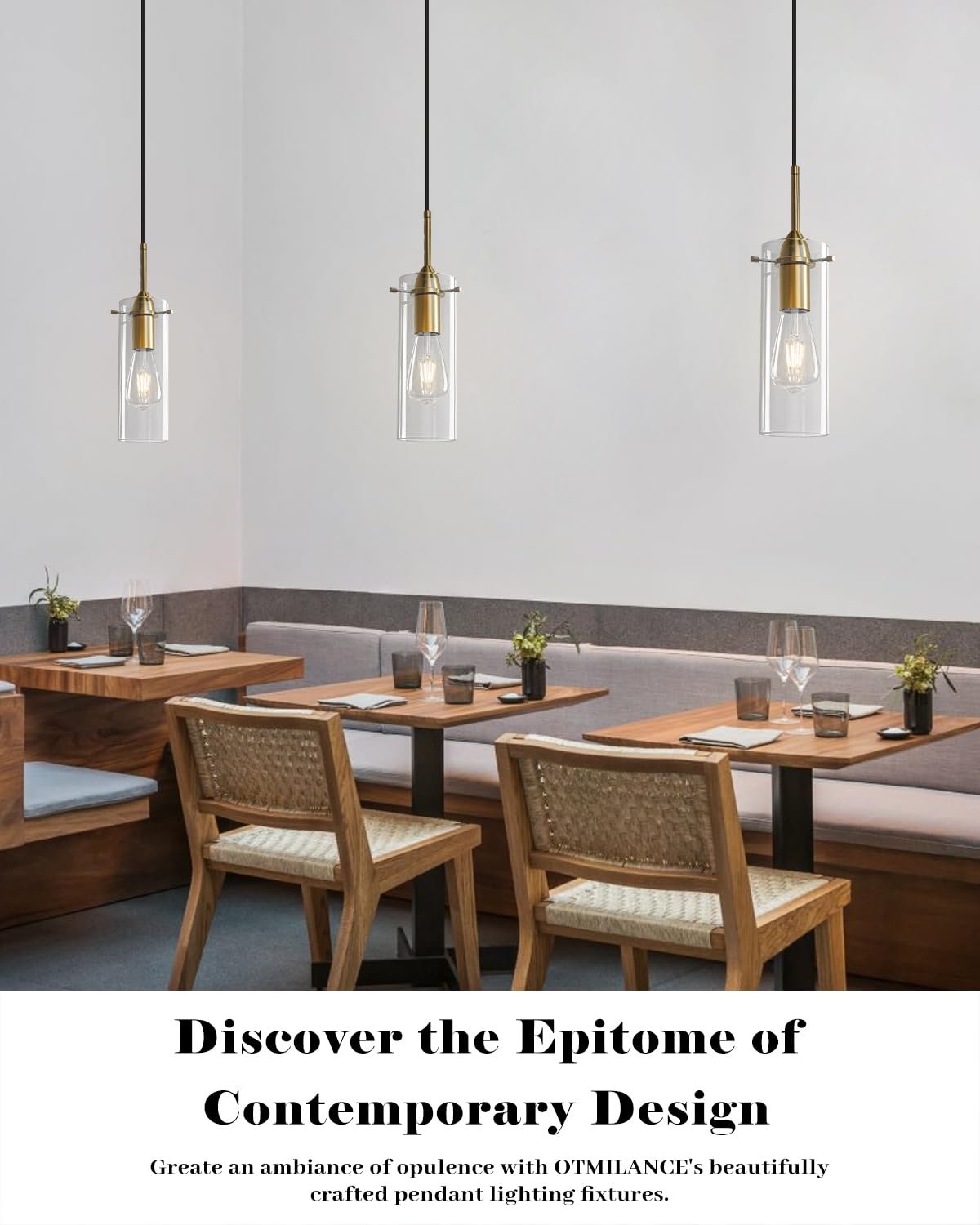 Gold Modern Blown Glass Pendant Light 3-Pack - Image 3