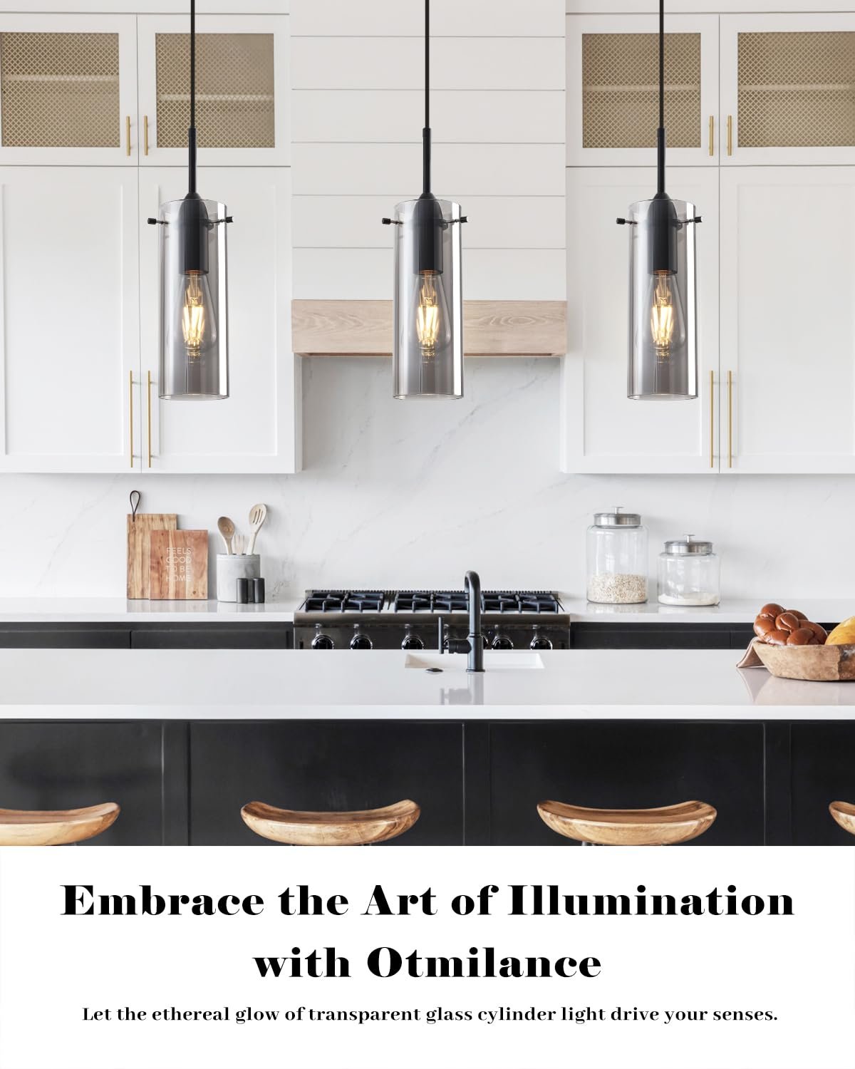 Smoke Gray Modern Glass Pendant Light 3-Pack - Image 2