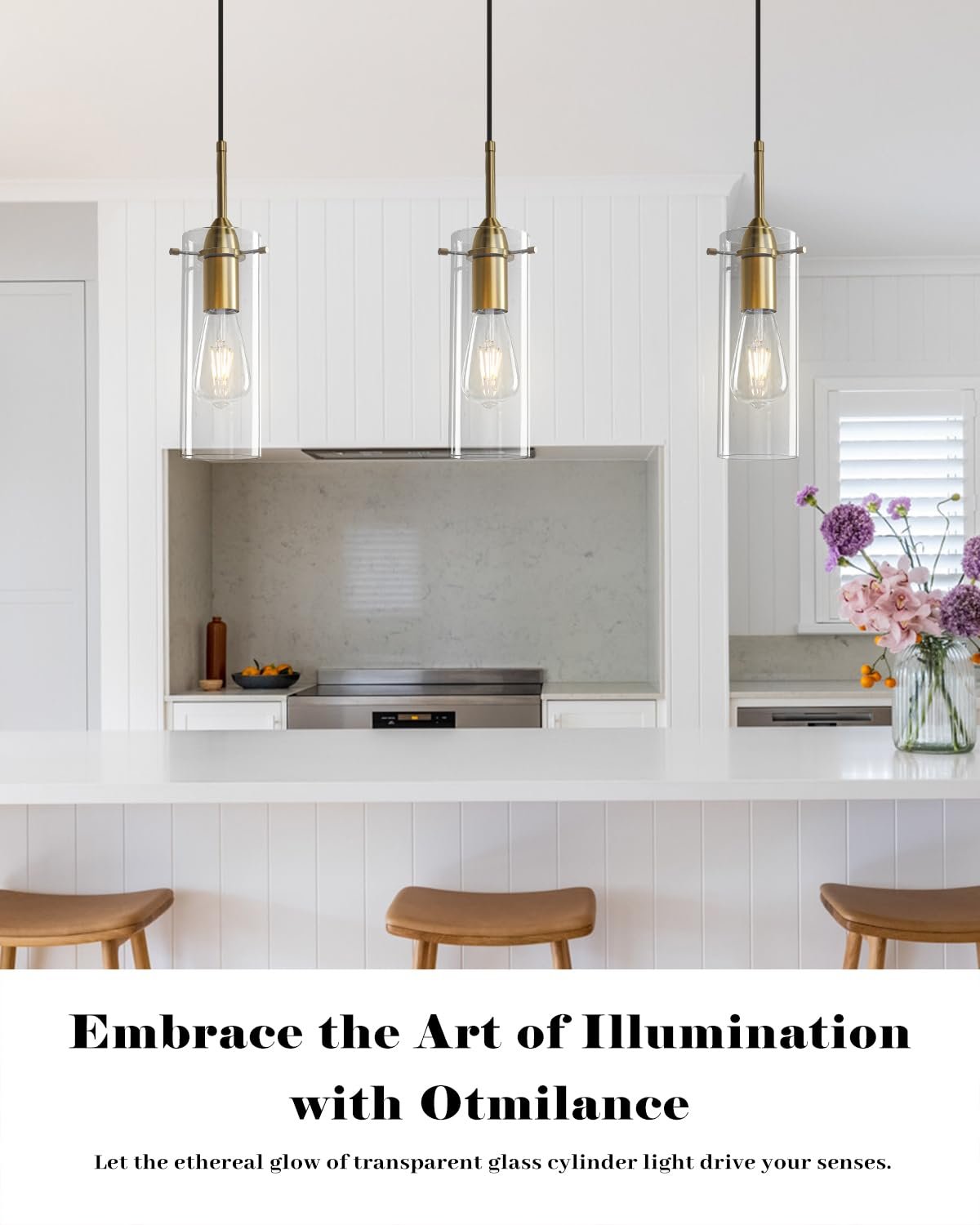 Gold Modern Blown Glass Pendant Light 2-Pack - Image 3