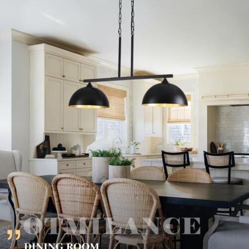 Black Modern 2-Light Dome Island Pendant Light