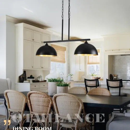 Black Modern 2-Light Dome Island Pendant Light