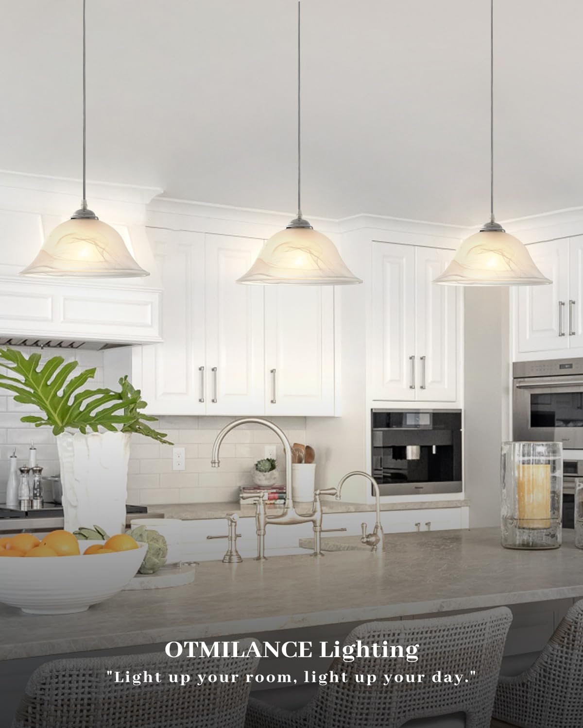 Chrome Farmhouse Frosted Glass Pendant Light 11.8" - Image 4