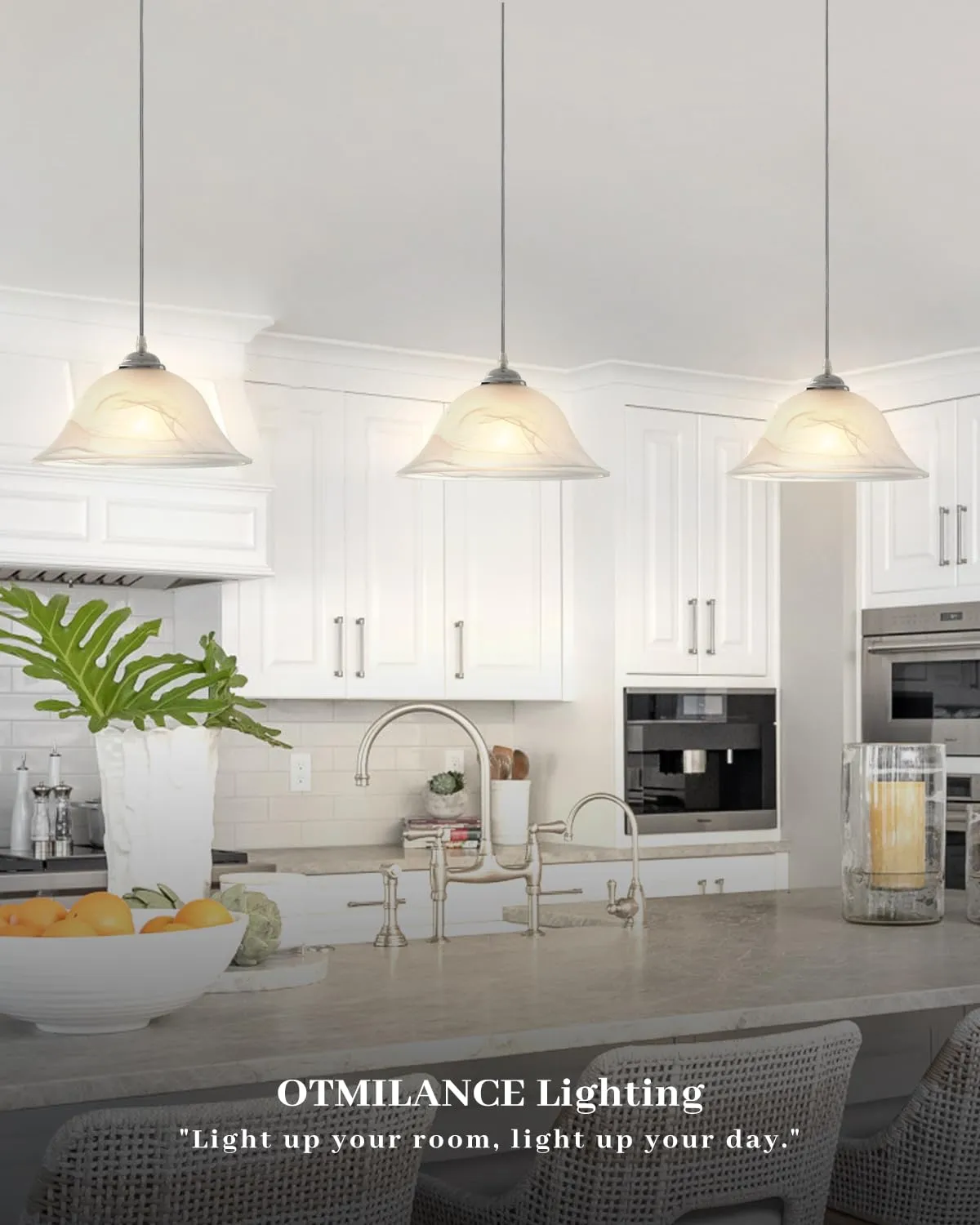 Chrome Farmhouse Frosted Glass Pendant Light 11.8" - Image 4