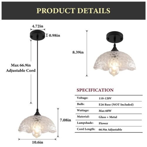 Farmhouse 11-Inch Clear Glass Pendant Light