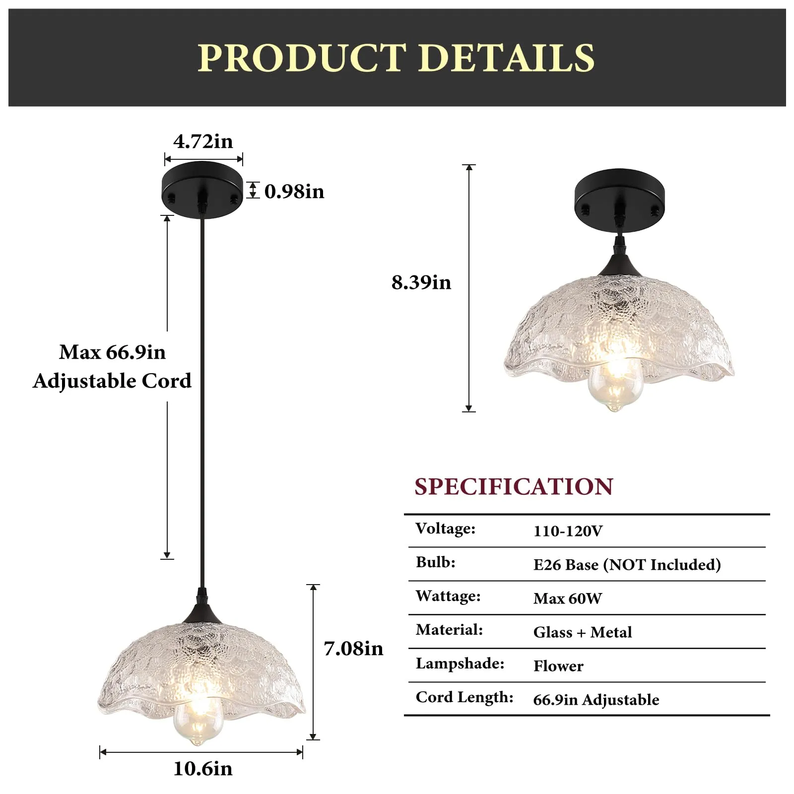 Farmhouse 11-Inch Clear Glass Pendant Light - Image 2